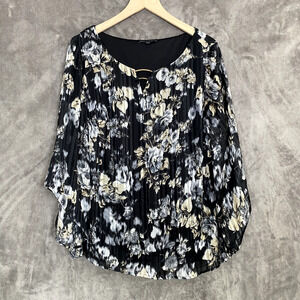 Sara Michelle Womens Dark Floral Top Size 1X Flare Sleeve Whimsigoth Fairy